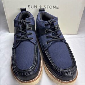 Sun + Stone Kohen‎ Black/Navy Canvas & Leather Moc Toe Boots